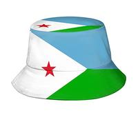 XVBCDFG Chapeau bob avec drapeau du pays africain, chapeau de pêcheur, chapeau de plage, de voyage, chapeau de soleil pour adultes, hommes et femmes, Drapeau Djibouti, taille unique