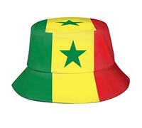 XVBCDFG Chapeau bob avec drapeau du pays africain, chapeau de pêcheur, chapeau de plage, de voyage, chapeau de soleil pour adultes, hommes et femmes, Drapeau du Sénégal, taille unique