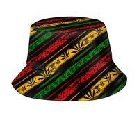 XVBCDFG Chapeau bob drapeau national de la Jamaïque chapeau de pêcheur chapeau de plage voyage chapeau de soleil casquette d'extérieur pour homme femme unisexe, Rasta Line, taille unique