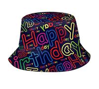 XVBCDFG Chapeau bob Happy Birthday - Chapeau de pêcheur - Chapeau de plage - Chapeau de soleil - Chapeau d'extérieur pour homme et femme, Happy Birthday Multicolore, Taille unique