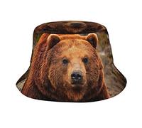 XVBCDFG Chapeau bob imprimé ours grizzly unisexe tendance léger plein air chaud amusant été plage vacances escapade couvre-chef noir, comme sur l'image, taille unique