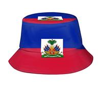 XVBCDFG Chapeau bob mignon et amusant avec drapeau pliable et tendance pour l'extérieur, chapeau de pêcheur pour femmes, hommes, garçons et filles, Drapeau Haïti Drapeaux Haïtiens, taille unique