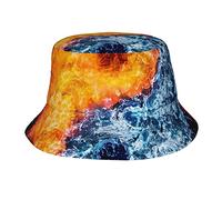 XVBCDFG Chapeau bob motif lierre tourbillons floraux, chapeau de soleil unisexe chapeau de pêcheur chapeau d'extérieur tendance à bord court pliable, Yin Yang Fire W, taille unique