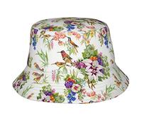 XVBCDFG Chapeau de soleil bob pour homme et femme - Casquette de pêcheur pliable, Aquarelle Oiseaux Fleurs, taille unique
