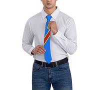 XVBCDFG Cravate à rayures avec drapeau de la République démocratique du Congo (3) Cravate à rayures pour homme Fête d'affaires Cravate douce Skil Tie, Comme indiqué sur la photo, taille unique