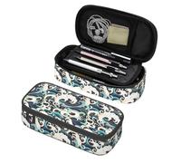 XVBCDFG Grande trousse à crayons avec compartiments à fermeture éclair pour enfants, adolescents, étudiants, fournitures scolaires, Vagues japonaises de l'océan 2, Taille unique, Trousse à crayons