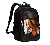 XVBCDFG NeedNow Sac à dos pour ordinateur portable imprimé partition violon pour homme, sac à dos de voyage avec port de charge USB, grand sac à dos décontracté imprimé, comme sur l'image, taille