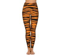 XVBCDFG Pantalon de yoga à pois avec poche pour femme - Legging champignon - Contrôle du ventre - Taille haute - Pantalon d'entraînement de fitness, Imprimé à rayures tigrées, L