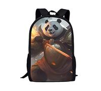 XVBCDFG Sac à dos imprimé tigre comme un guerrier cool pour l'école, garçons et filles, léger à fermeture éclair, joli sac à dos décontracté avec poche en maille, Imprimé panda cool guerrier, taille