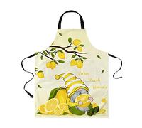 XVBCDFG Tabliers Gnome Citron pour Femmes Hommes avec Poches, Tablier de Chef de Cuisine Imperméable et Réglable pour Griller Cuisiner Barbecue Peinture Printemps Été Ferme Arbre Fruits