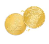 Xvbhaq Lot de 2 pièces de fée des dents dorées pour enfants, souvenirs pendant la période de prothèses dentaires, pièces de monnaie dorées pour garçons et filles