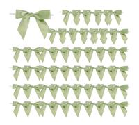 Xvbhaq Lot de 50 nœuds décoratifs en ruban vert - Petits nœuds décoratifs faits à la main pour mariage - Emballage cadeau - Gâteau - Décoration artisanale