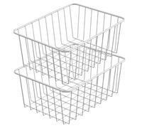 XVHOAB 2PCS Freezer Organizer Bacs, 11x8.5x4.7 Organisateur de congélateur en Fil d'acier en Acier Inoxydable, paniers rectangulaires empilables pour Le Montant, Maison, Bureau