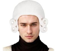 XVHOAB Colonial Wig Cap Historical Juge Wig Synthetic White Funning Founding Father Lawyer for Men Halloween Costume Cosplay Dress Up
