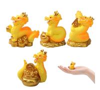 XVHOAB Mini Chinese Dragon Figurines 4pcs Résine Miniature Chinois Dragon Statue Ornement Or Lucky 2024 Zodiac Figurines for Spring Festival New Year Decor.
