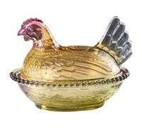 XVHOAB Plat de bonbons en verre en cristal, plat de bonbons au poulet avec couvercle, bol vintage, biscuit dessert collation pour bureau bureau