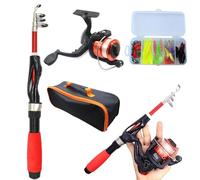 XVHOAB Pole de pêche pour Enfants 4pcs / Ensemble Télescopique Portable Mini Kids Pissing Rod Starter Set Guide Guide Ring Fibre Vergure Lure Rod pour débutant, Rouge