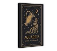 XVHOGAS Aquarius Zodiac Astrologie Art Toile Poster Décoration murale pour salon Chambre 50 x 75 cm
