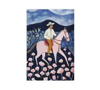 XVHOGAS Art Bohème Du Désert Rose Cheval Cow-Boy (1) Poster sur toile Décoration de chambre à coucher Bureau Chambre Cadeau 30 x 45 cm