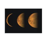 XVHOGAS Impression sur toile de phase de lune dorée - Astronomie et art mural - Décoration murale pour salon, chambre à coucher - 40 x 60 cm