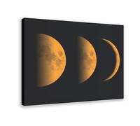 XVHOGAS Impression sur toile de phase de lune dorée - Astronomie et art mural - Décoration murale pour salon, chambre à coucher - 20 x 30 cm