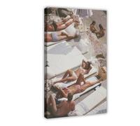 XVHOGAS Poster rétro sur toile Garden of Eden Sunbathers - Décoration murale pour salon, chambre à coucher - 20 x 30 cm