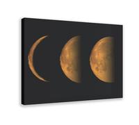 XVHOGAS Poster sur toile avec phases de la lune dorée - Astronomie et art - Décoration de chambre à coucher, bureau, chambre - Cadeau - 40 x 60 cm