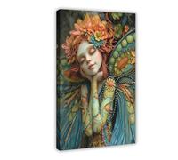 XVHOGAS Poster sur toile Joyful Magic Forest Fairy - Décoration pour chambre à coucher, bureau, chambre - Cadeau - 50 x 75 cm