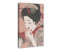 XVHOGAS Poster sur toile The Art of Makeup pour filles geisha japonaises - Décoration de chambre à coucher, bureau, chambre - Cadeau - 20 x 30 cm