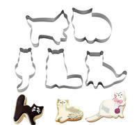 Xvilmaun Découpoirs À Dessert - Moules de Découpe à Thème de Chaton pour Pâtisserie,5 Pièces Acier Inoxydable Réutilisable Pour Découper Pâte Cuisine Sucre Gelée Chocolat Fondant Fromage