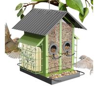 Xvilmaun Mangeoires à oiseaux anti-écureuils | Mangeoire en métal transparent avec double toit, décoration de jardin pour les amoureux de la nature, balcon, porche, arbre, cour, terrasse