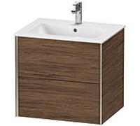 Duravit Meuble sous-vasque XViu XV41250B121 61 x 56 x 48 cm, noyer foncé, 2 tiroirs, suspendu, champagne mat