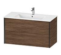 Duravit XViu 4127 Meuble sous-lavabo suspendu, 2 tiroirs, pour lavabo ME by Starck 233610, 1010x480 mm, Couleur (avant/corps): noir mat/noyer foncÃ© - XV41270B221