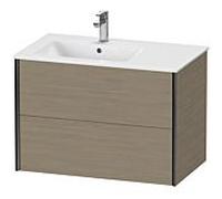 Duravit Meuble sous-vasque XViu XV41580B235 81x48x56cm, 2 tiroirs, vasque à gauche, noir mat, chêne terra