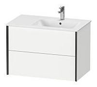 XViu Duravit vasque XV41590B218 81x48x56cm, 2 tiroirs, vasque à droite, noir mat, blanc mat