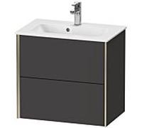 Duravit Meuble sous-vasque XViu XV41780B180 61 x 56 x 39 cm, graphite super mat, 2 tiroirs, suspendu, champagne mat