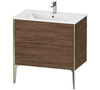 XViu Duravit vasque XV44820B121 81 x 59,4 x 48 cm, noyer foncé, 2 coulissants, debout, champagne mat