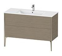 XViu Duravit vasque XV44840B135 121 x 59,4 x 48 cm, chêne terra, 2 coulissants, debout, champagne mat