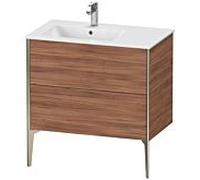 XViu Duravit vasque XV44860B179 81x48x59,4cm, 2 coulissants, vasque à gauche, champagne mat, noyer naturel