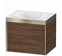 Duravit Meuble sous-vasque XViu XV4609NB121P 60x48cm, 2000 , sans trou pour robinet, champagne mat, Rahmen P, noyer foncé