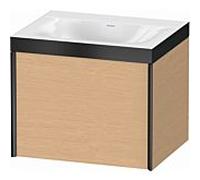 Duravit Meuble sous-vasque XViu XV4609NB212P 60x48cm, 2000 , sans trou pour robinet, noir mat, Rahmen P, chêne brossé