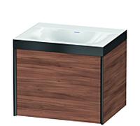 XViu Duravit vasque XV4609NB279P 60x48cm, 2000 , sans trou pour robinet, noir mat, Cadres P, noyer naturel