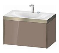 Duravit Meuble sous-vasque XViu XV4610EB186P 80x48cm, 2000 , 2 trous pour robinetterie, champagne mat, Rahmen P, cappuccino brillant