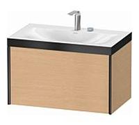 Duravit Meuble sous-vasque XViu XV4610EB212P 80x48cm, 2000 , 2 trous pour robinetterie, noir mat, Rahmen P, chêne brossé