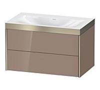 XViu Duravit vasque XV4615NB186P 80x48cm, 2 tiroirs, sans trou pour robinet, champagne mat, Cadres P, cappuccino brillant