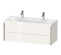 XViu Duravit vasque XV4618OB122C 120x48cm, 2 tiroirs, champagne mat, Cadres C, blanc haute brillance