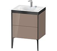 XViu Duravit vasque XV4709EB286P 60x48cm, 2 coulissants, 2 trous pour robinetterie, noir mat, Cadres P, cappucino brillant