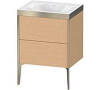 XViu Duravit vasque XV4709NB112P 60x48cm, 2 coulissants, sans trou pour robinet, champagne mat, Cadres P, chêne brossé