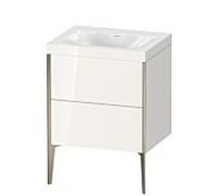 XViu Duravit vasque XV4709NB122C 60x48cm, 2 coulissants, sans trou pour robinet, champagne mat, Cadres C, blanc brillant