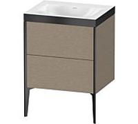 XViu Duravit vasque XV4709NB211P 60x48cm, 2 coulissants, sans trou pour robinet, noir mat, Cadres P, chêne cachemire